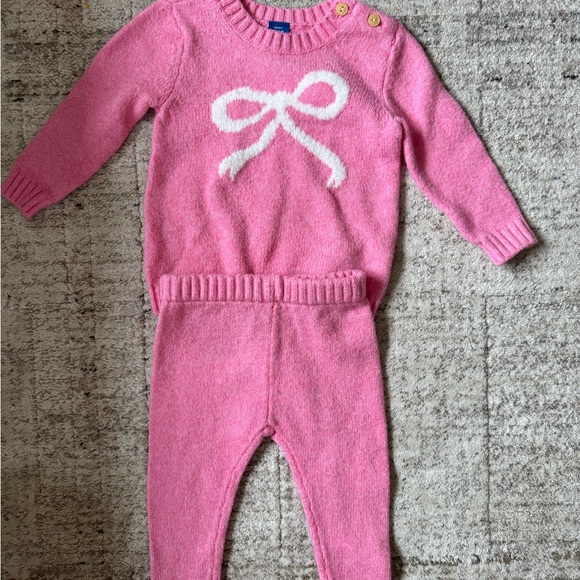 Old Navy Other - Pink Knit Bow Sweater and Pants Set NWOT
